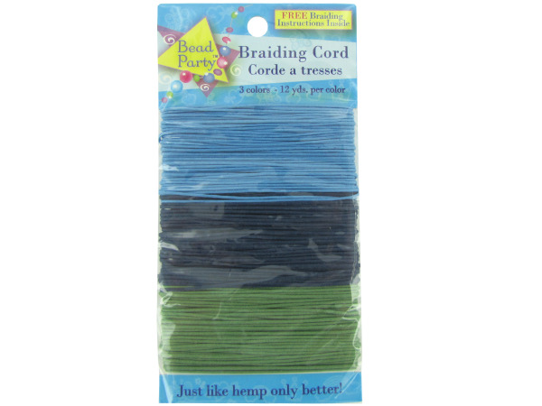 3 pk green, dark blue, steel blue braiding cord 12 yds each