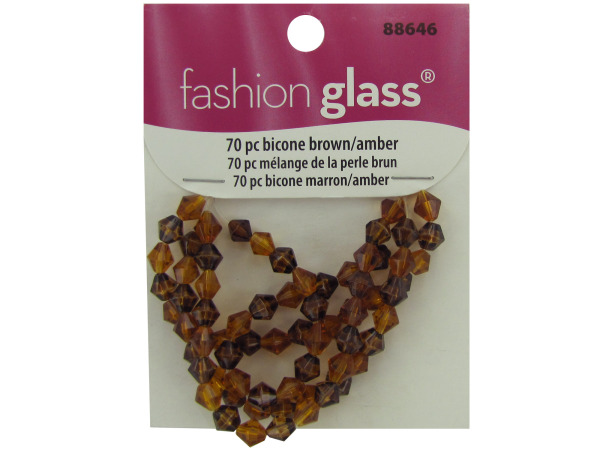 70 pc bicone brown/amber strung glass beads