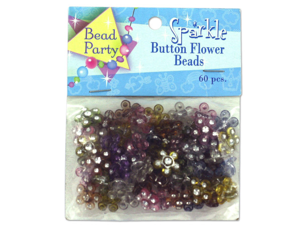 60pc sparkle button flower beads