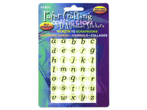 3d alphabet self adhesive sticker sheet