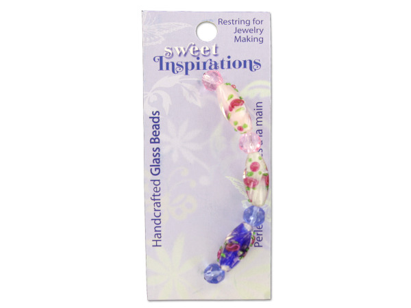 glass oval rose and spacer beads