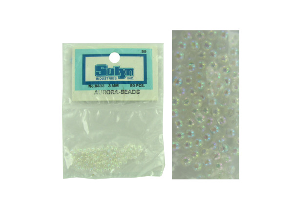 80 pc 3mm clear pearlized aurora beads