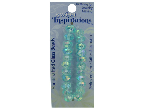 light aqua blue faceted wheel glass beads
