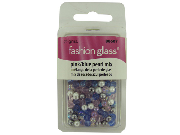 pink/blue pearl mix glass beads 26 grams