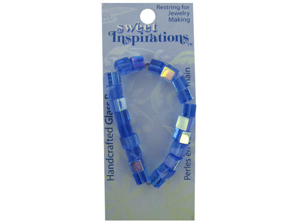 blue medium cube glass beads