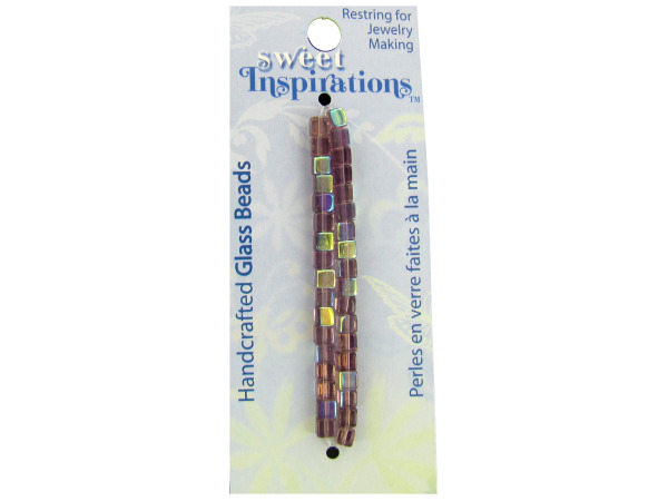 small purple ab glass cube beads