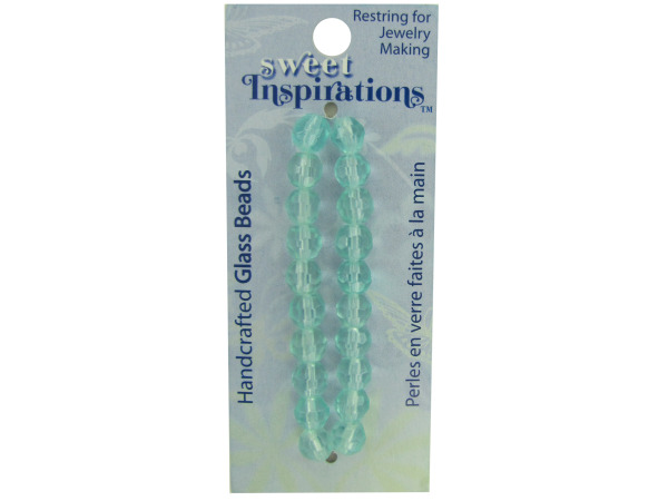 aqua round faceted glass beads