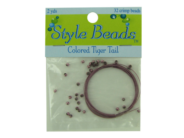 pink tiger tail 2 yds w/32 crimp beads
