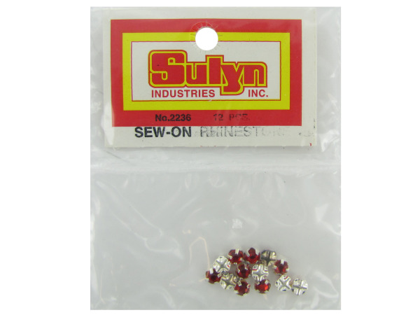 12 pc red sew-on rhinestones