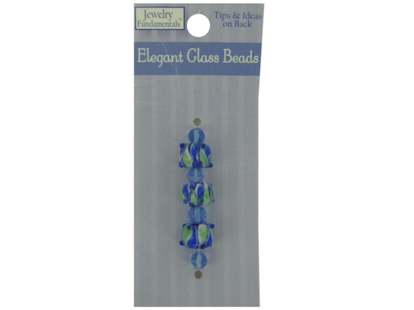 blue/green swirl bumpy beads w/blue spacers