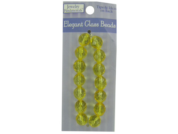 yellow faceted glass beads