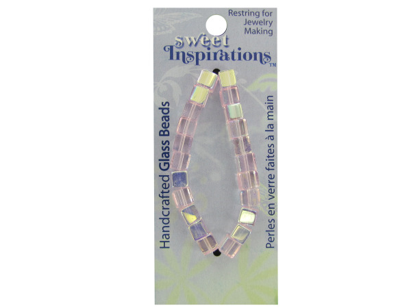medium pink ab cube beads