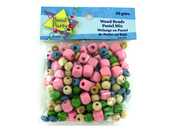 wood beads pastel mix 40 grams