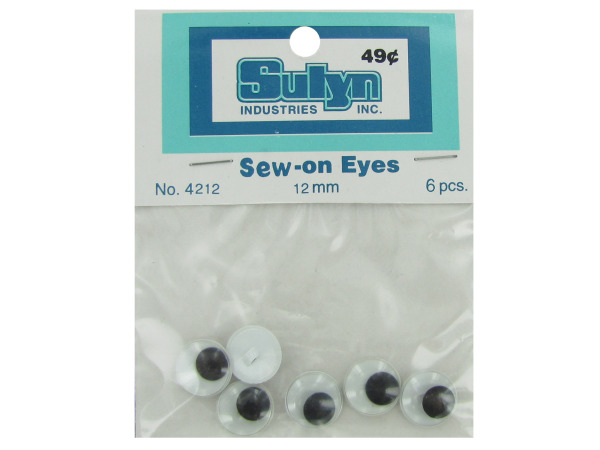 6 pc 12mm sew-on eyes