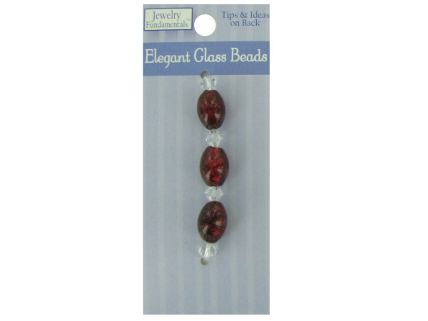 red oval foil glass beads w/clear crystal spacers