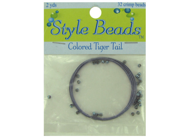 grey blue tiger tail 2 yds w/32 crimp beads