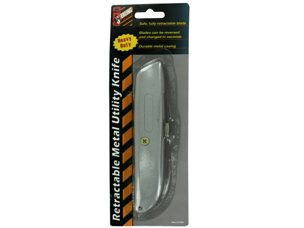 Retractable metal utility knife