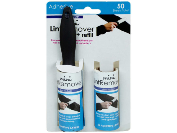 Mini adhesive lint roller with refill