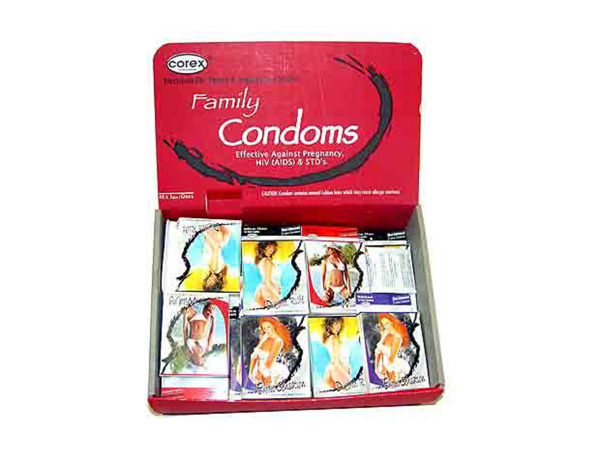 Latex condom display