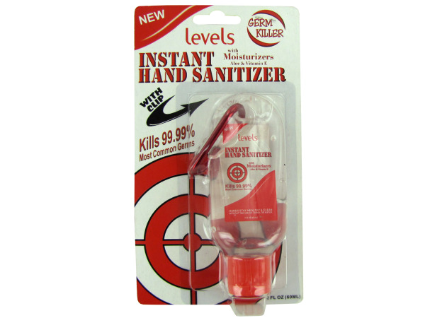 Hand sanitizer with clip, 2 ounces