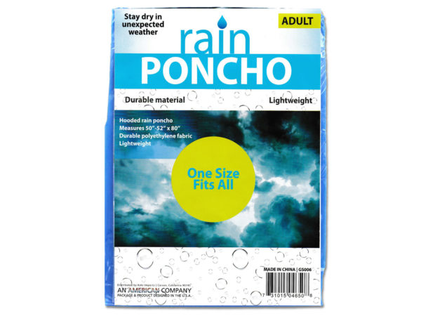 Deluxe rain poncho (assorted colors)