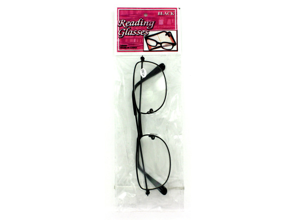Reading glasses with black metal frame