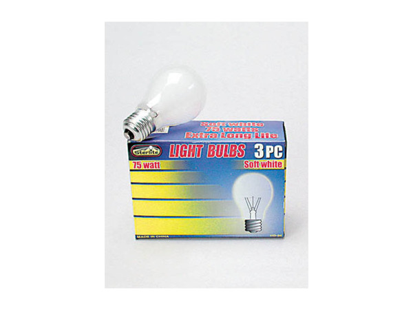 3 pk. 75 watt light bulb frosted