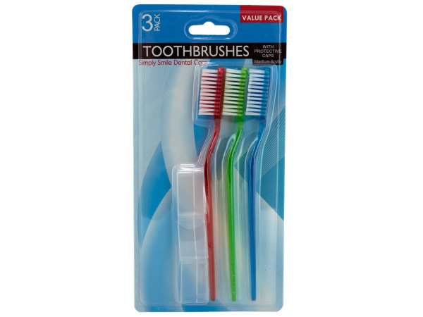 Wave bristle toothbrush with protective caps
