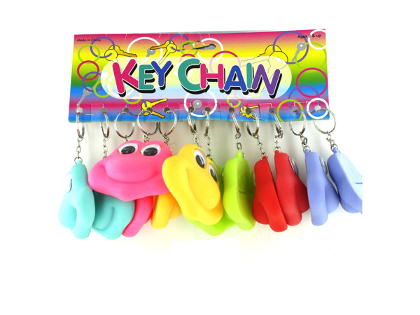 asst color frog coinbag w/moveable eyes k/c (12 per card)