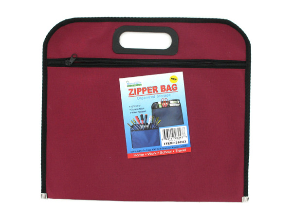 Storage organizer bag with zipper