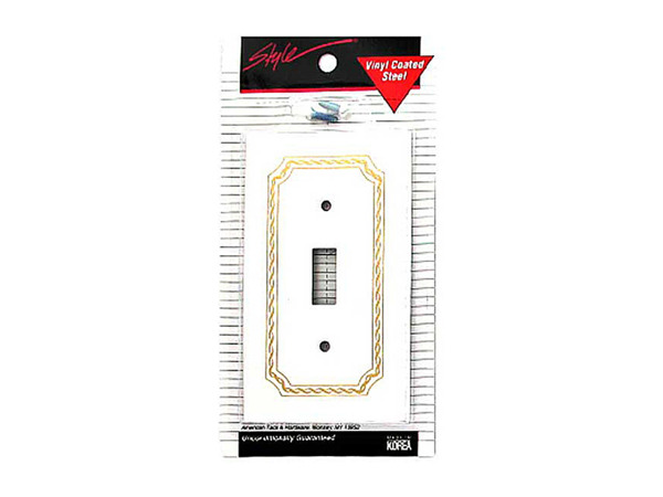 White switchplace cover with gold banding