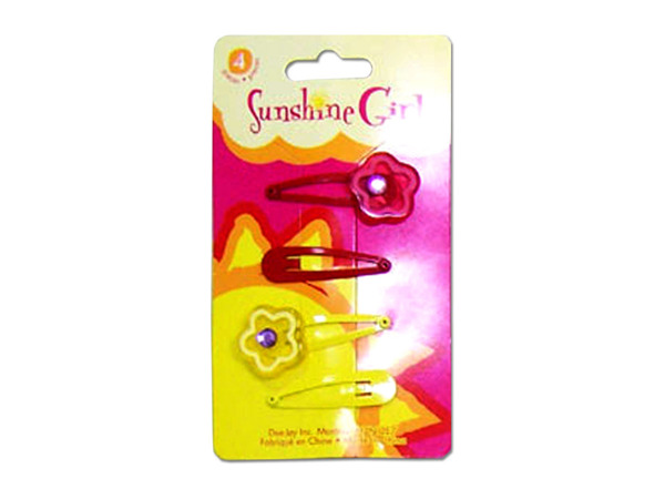 2 pair girls flower hair clips