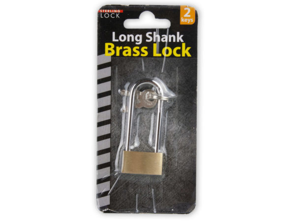 Long shank brass lock with keys