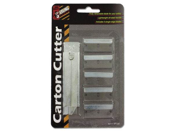 Carton cutter with extra blades