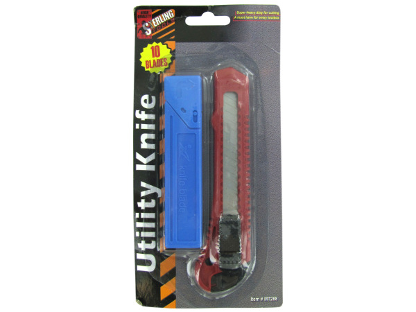Utility knife with 10 blades