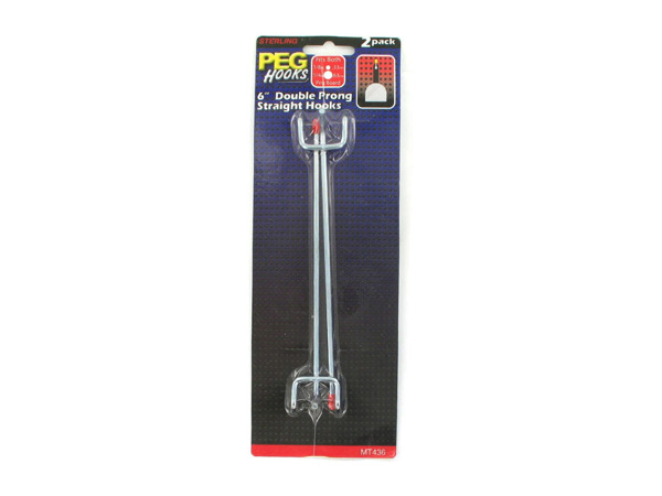 2 Pack 6 inch double prong straight hooks