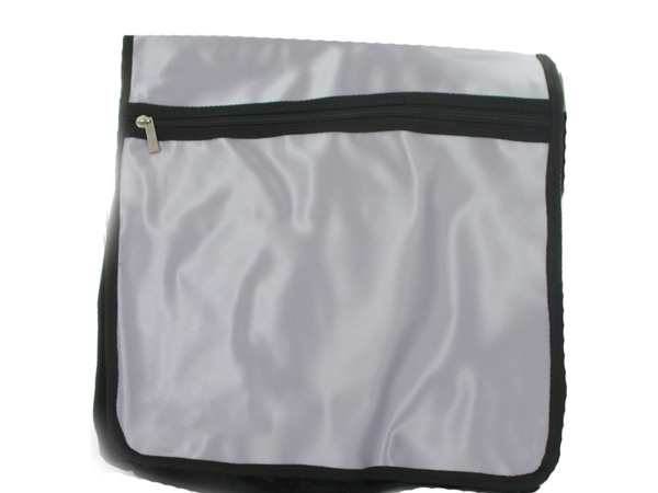 silver with black trim messenger bag