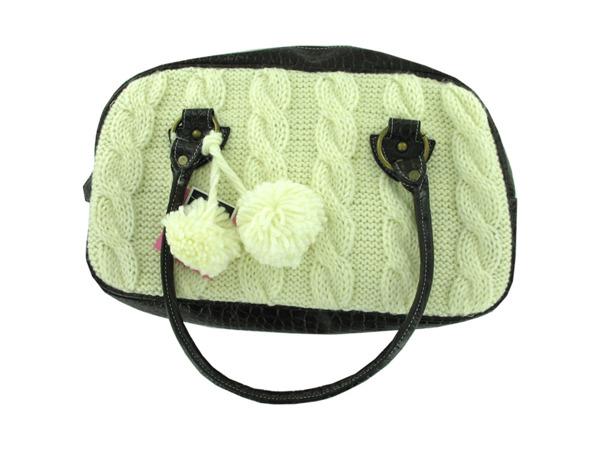 cable knit purse with snowball ties