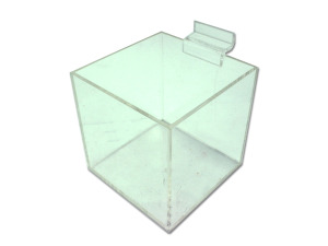Acrylic storage bin for slat wall