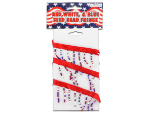 Red, white and blue seed bead fringe