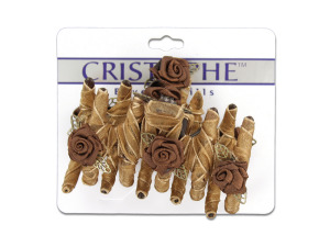Brown fabric-covered hair claw with flowers