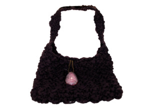 Handmade Brown Bag with Glass Stone Closure