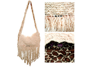 Hand Knit Cream Colored Hip Bag