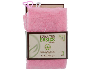 3 pack 12 x 12 inch exfoliating washcloths pink