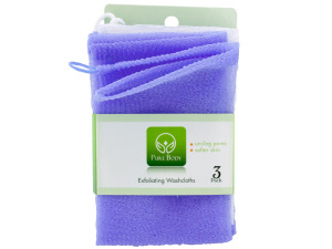 3 pack 12 x 12 inch exfoliating washcloths lavender