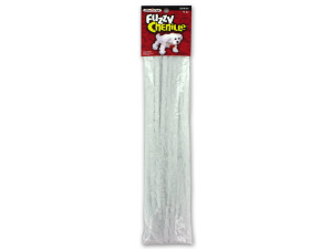 Fuzzy white chenille stems, pack of 12