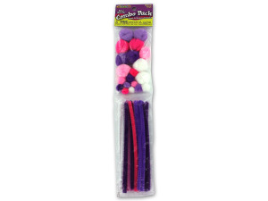 Pastel pom pom and chenille stem combination pack