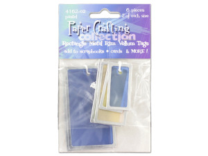 Pastel rectangle vellum tags with metal rims, pack of 6
