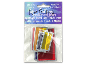 Metal rim vellum tags, rectangle shapes