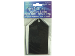 2 pc black/white metal rim card stock jumbo tags